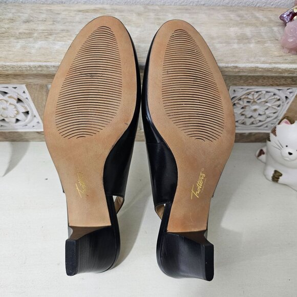 Trotters Womens Sz 10N Pella Black Full Leather Slingback Low Heels Dress Shoes - Picture 8 of 11